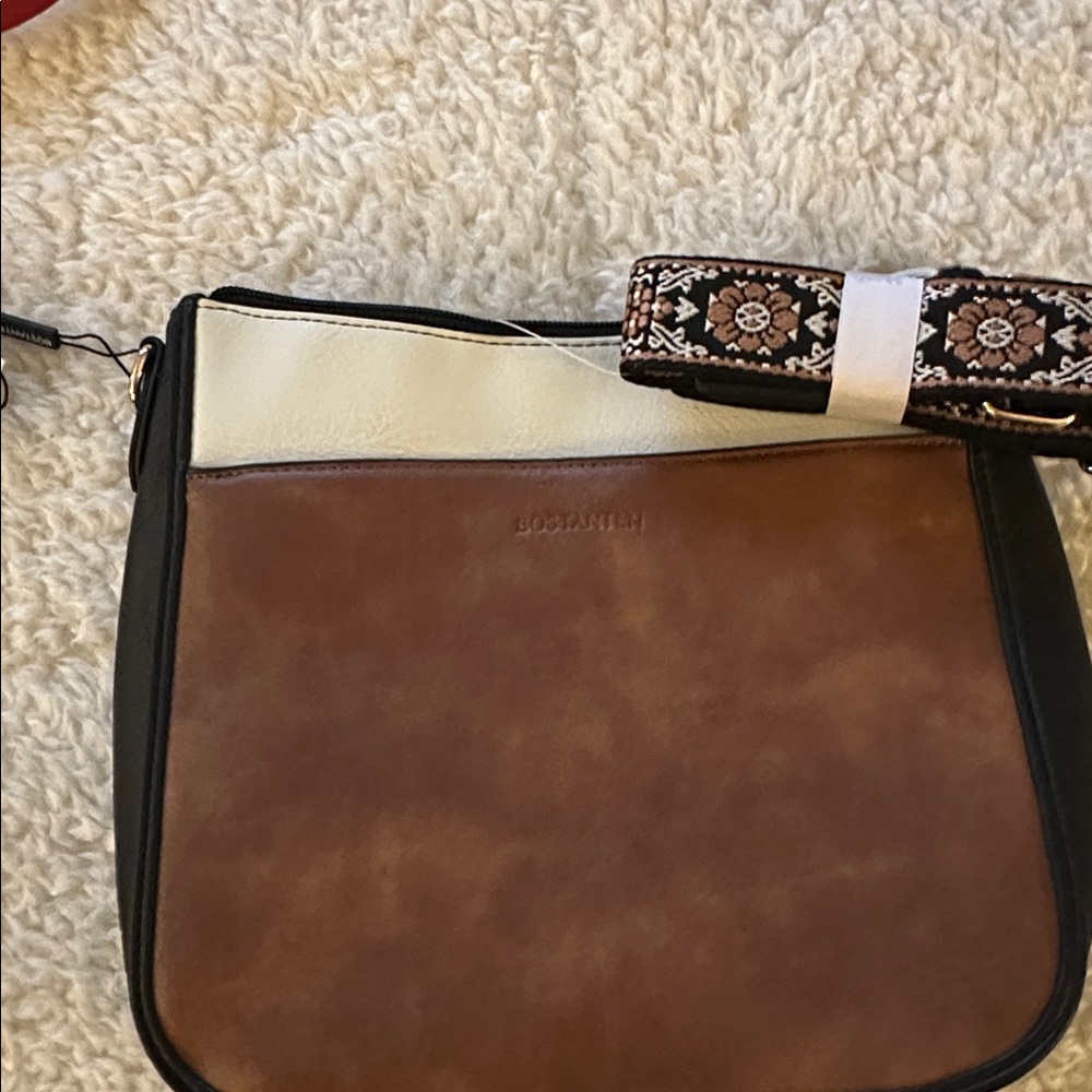 Brown and Cream Crossbody Bag